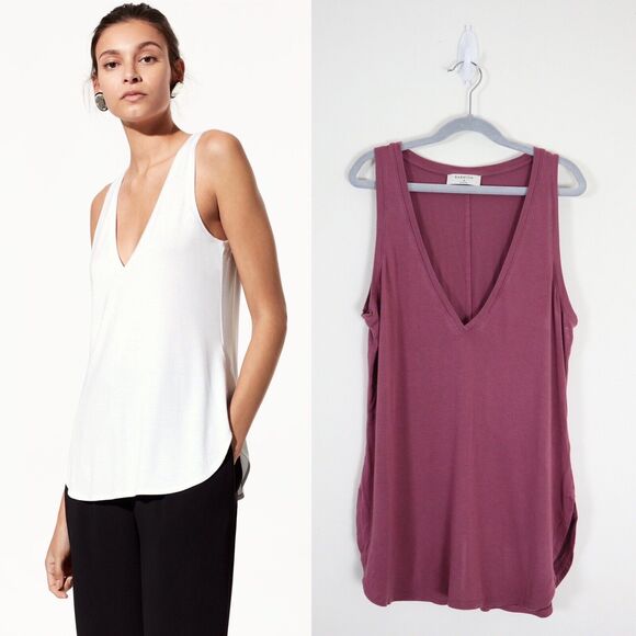 Aritzia Tops - Aritzia Babaton Size XS Zayn Tank Top Jersey V-Neck Plum Purple